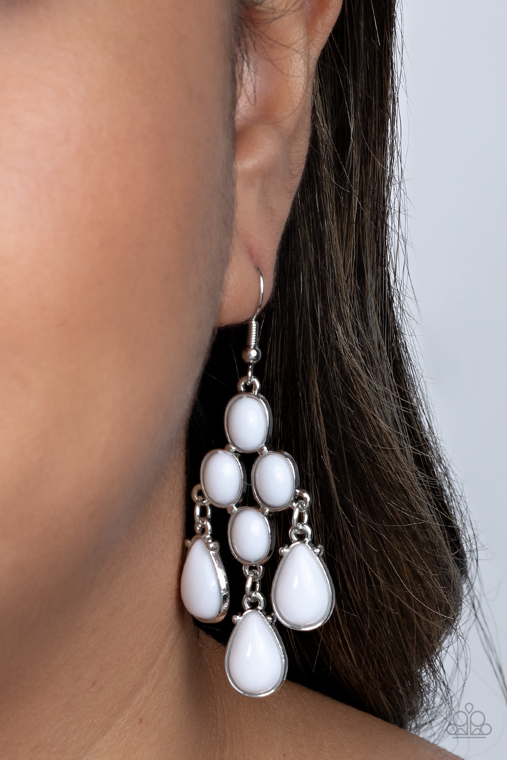 Paparazzi Accessories ❋Feeling TIER-rific - White Earrings❋ Flat Rate Ship $4.50❋