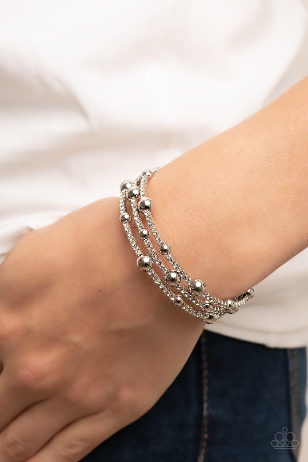 Paparazzi Accessories ❋Spontaneous Shimmer - White Bracelet❋ Flat Rate Ship $4.50❋
