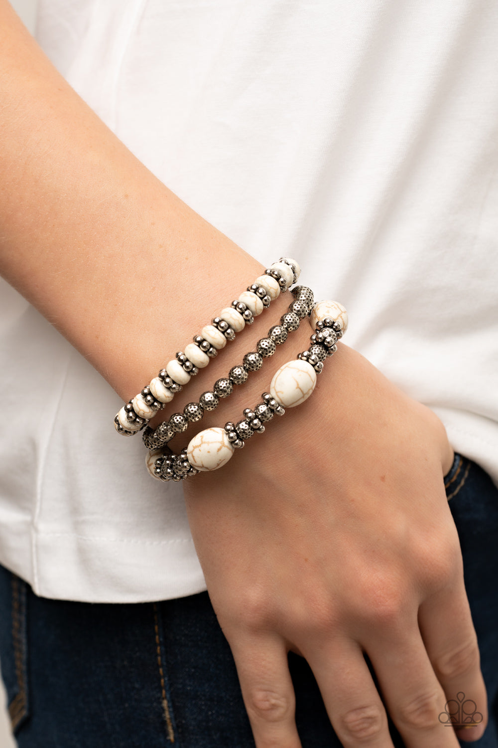 Paparazzi Accessories ❋Take by SANDSTORM - White Bracelet❋ Flat Rate Ship $4.50❋