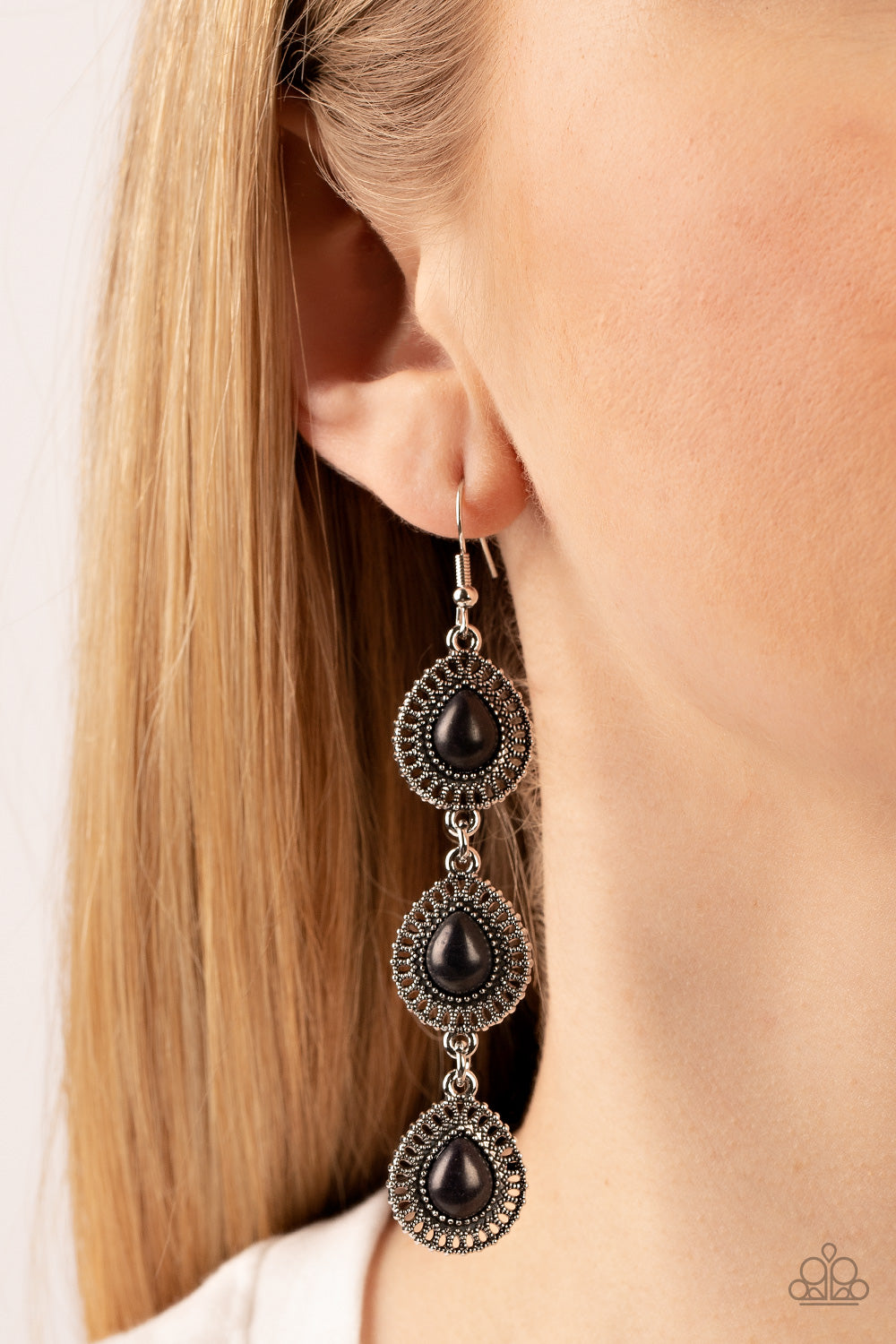 Paparazzi Accessories ❋Desertscape Dweller - Black Earrings❋ Flat Rate Ship $4.50❋