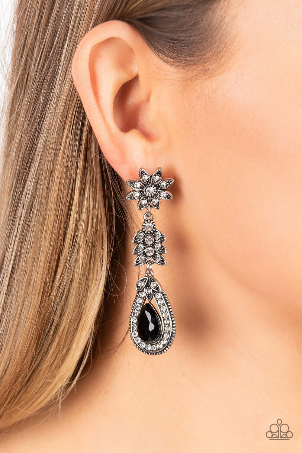 Paparazzi Accessories ❋Floral Fantasy - Black Post Earrings❋ Flat Rate Ship $4.50❋ - Image #2