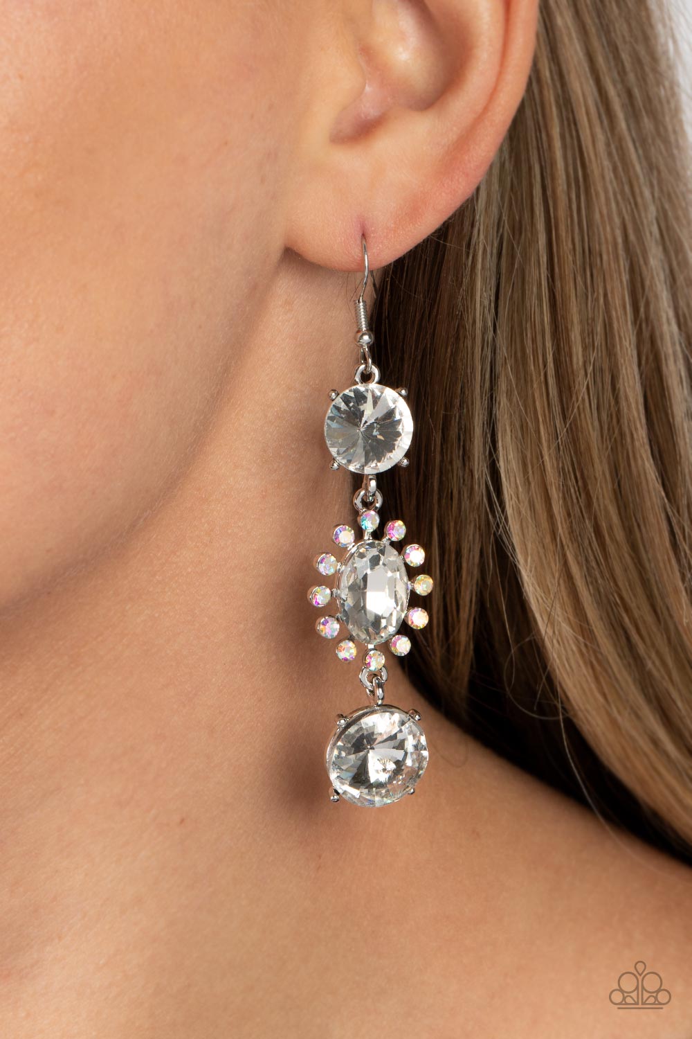 Paparazzi Accessories ❋Magical Melodrama - White Earrings❋ Flat Rate Ship $4.50❋