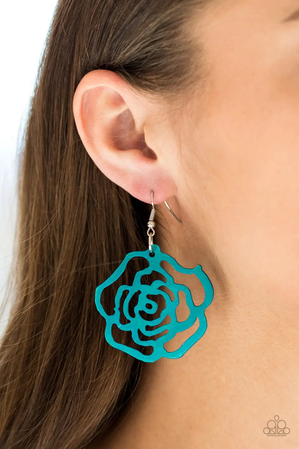 Paparazzi Accessories ✽ Island Rose - Blue Earrings✽Flat Rate Ship $4.50✽ - Image #2
