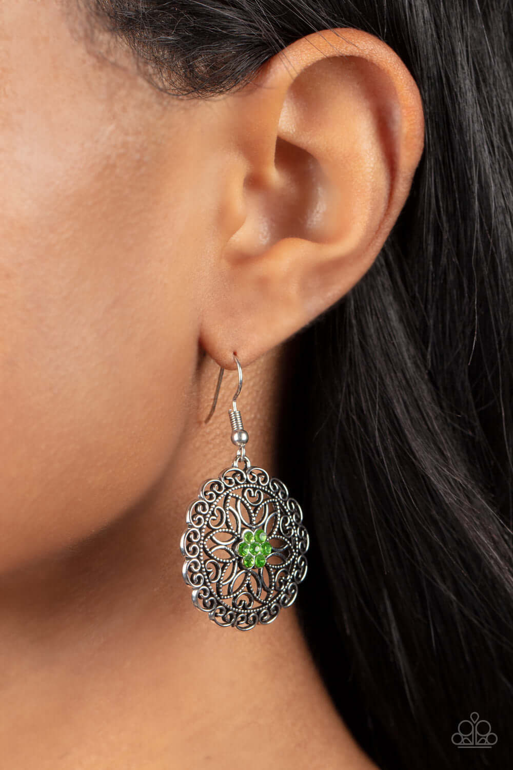 Paparazzi Accessories ❋Flower Shop Sparkle - Green Earrings❋ Flat Rate Ship $4.50❋ - Image #2