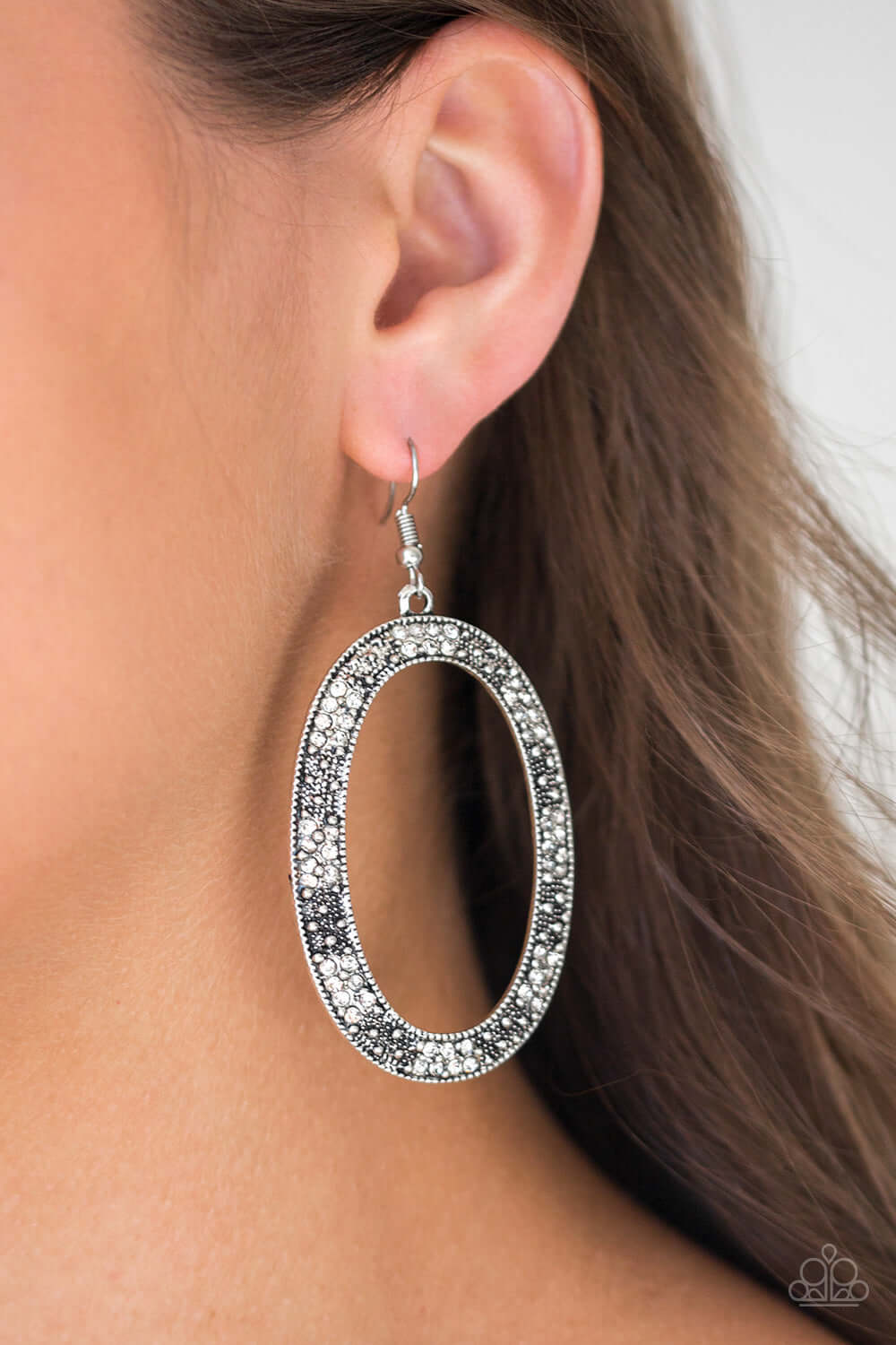 Paparazzi Accessories ✽ Rhinestone Rebel - White Earrings✽Flat Rate Ship $4.50✽ - Image #2