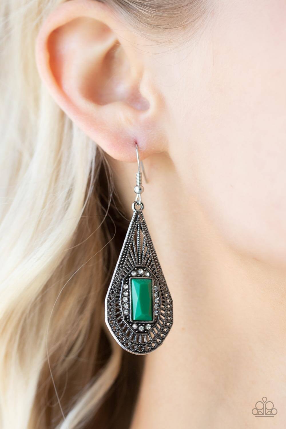 Paparazzi Accessories ❋Deco Dreaming - Green Earrings❋ Flat Rate Ship $4.50❋ - Image #2