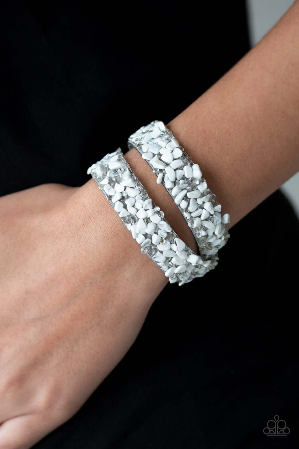 Paparazzi Accessories ✽ CRUSH To Conclusions - White Bracelet✽Flat Rate Ship $4.50✽ - Image #2
