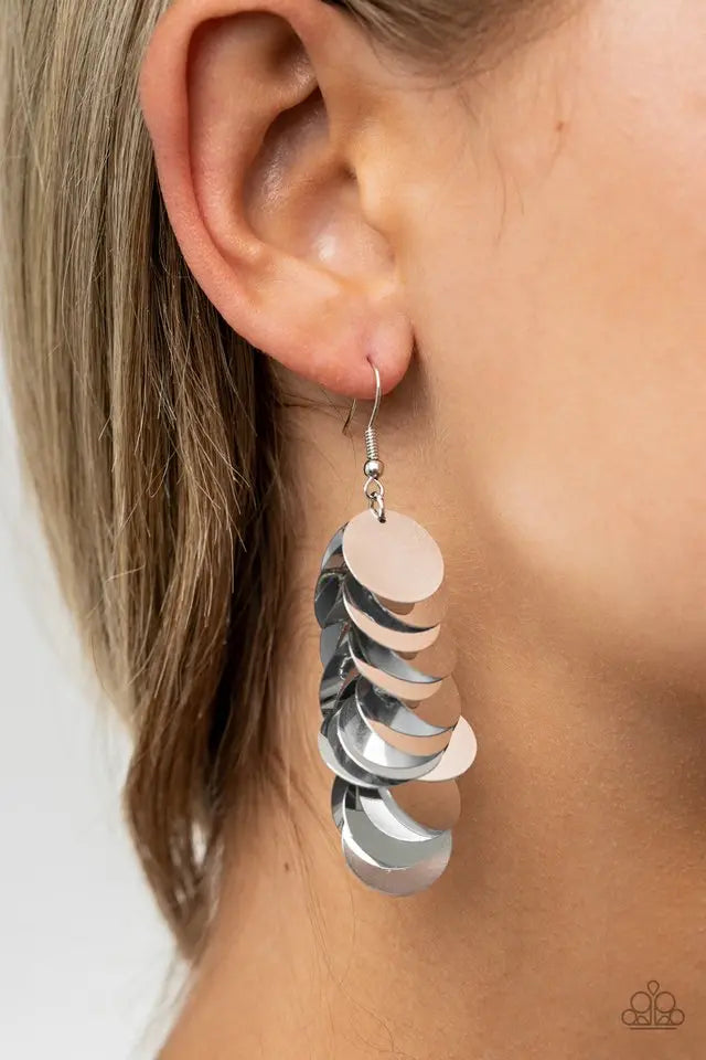 Paparazzi Accessories ✽Now You SEQUIN It - Silver Earrings✽Flat Rate Ship $4.50✽ - Image #2