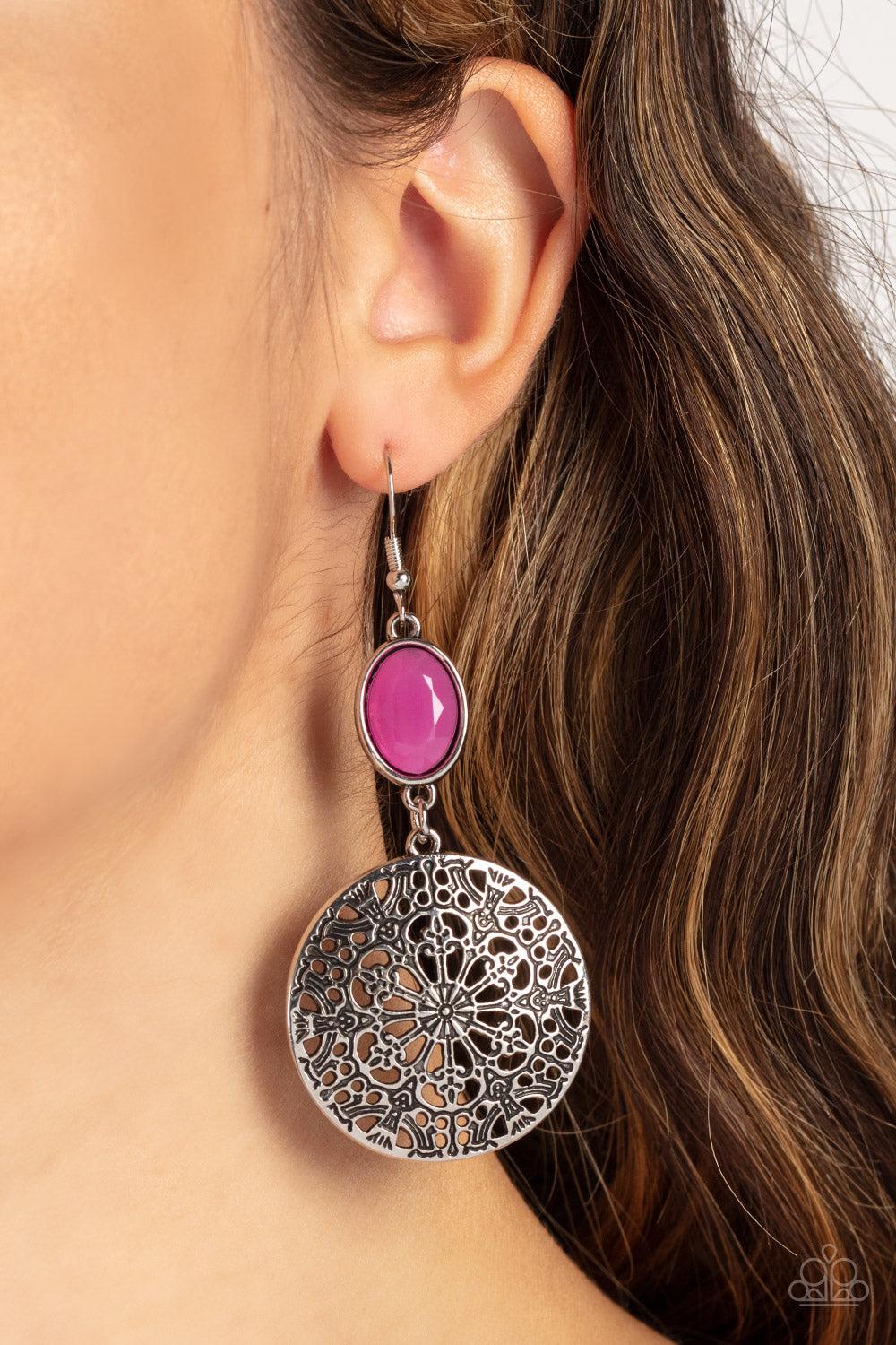 Paparazzi Accessories ❋Eloquently Eden - Pink Earrings❋ Flat Rate Ship $4.50❋ - Image #2