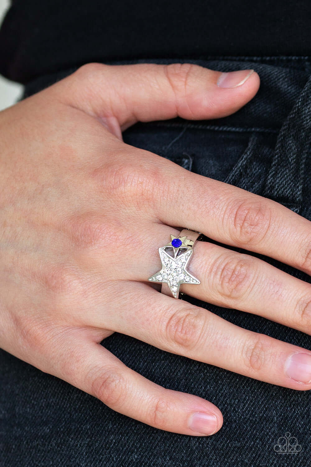 Paparazzi Accessories ✽ Star-Spangled Starlet - Blue Ring✽Flat Rate Ship $4.50✽ - Image #2