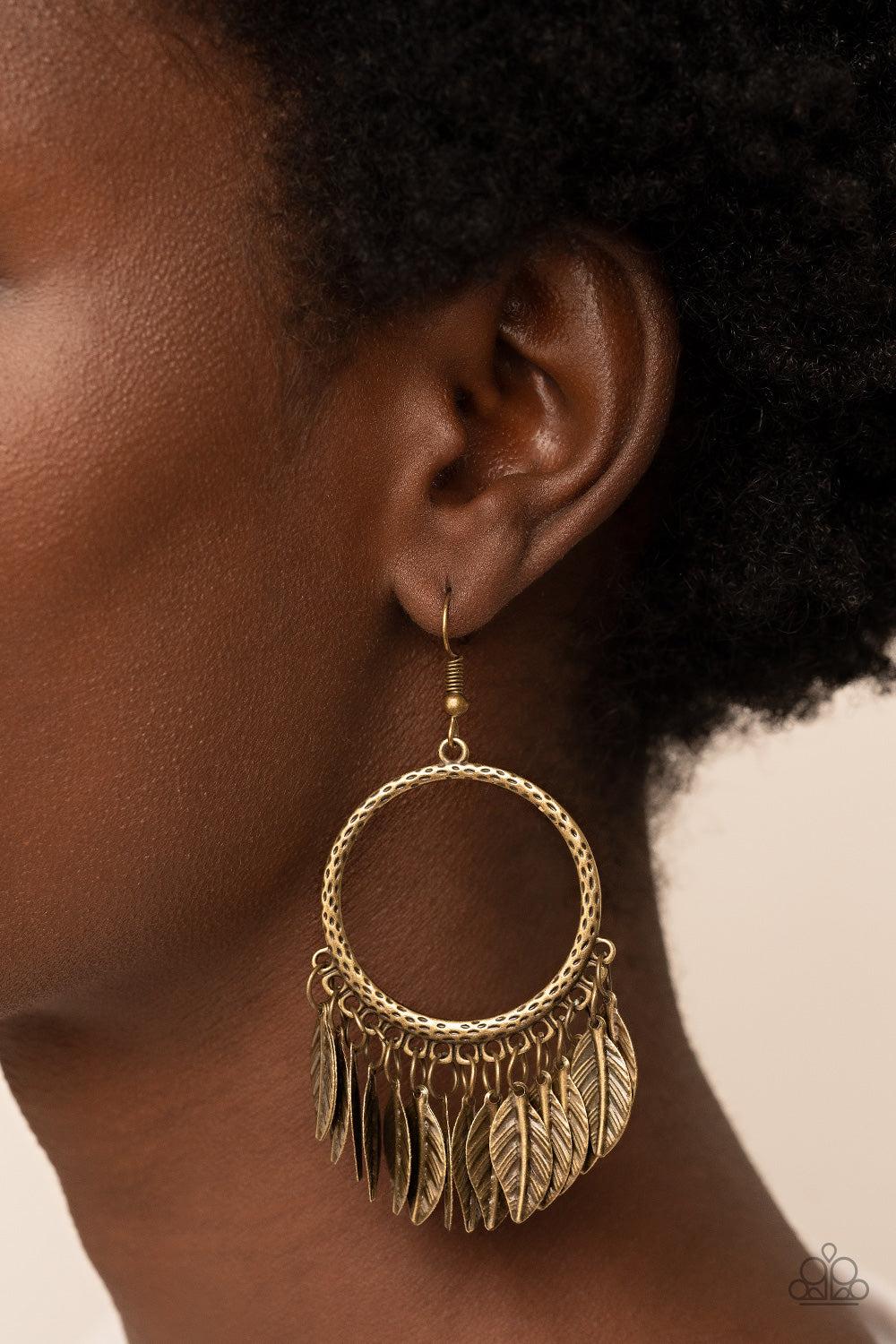 Paparazzi Accessories ❋FOWL Tempered - Brass Earrings❋ Flat Rate Ship $4.50❋ - Image #2