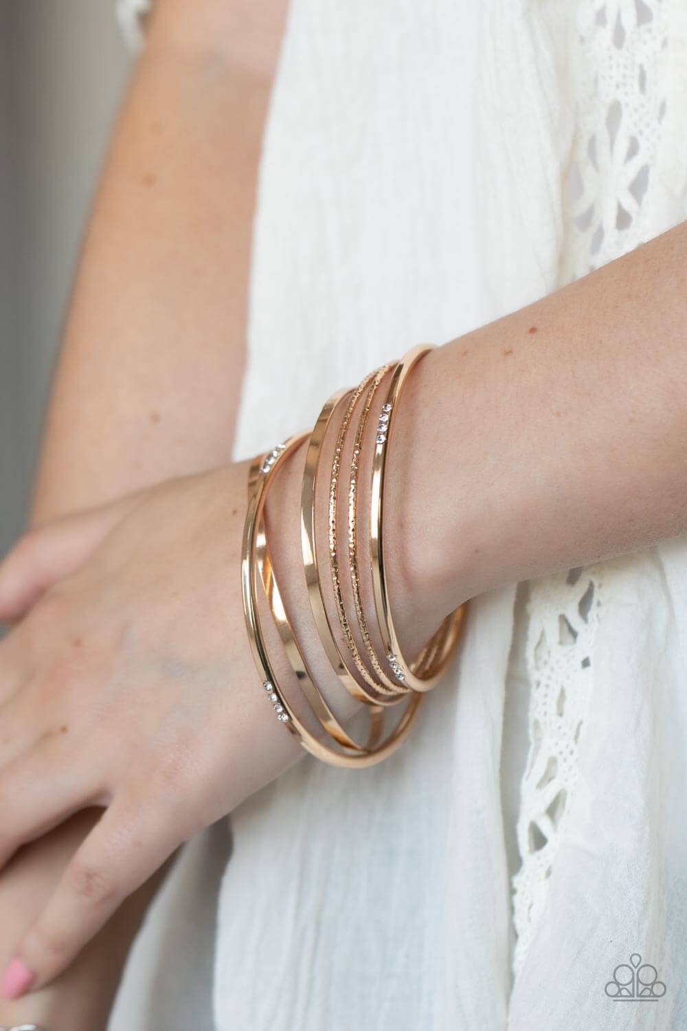 Paparazzi Accessories ❋Lock, STACK, and Barrel - Gold Bracelet❋ Flat Rate Ship $4.50❋ - Image #2