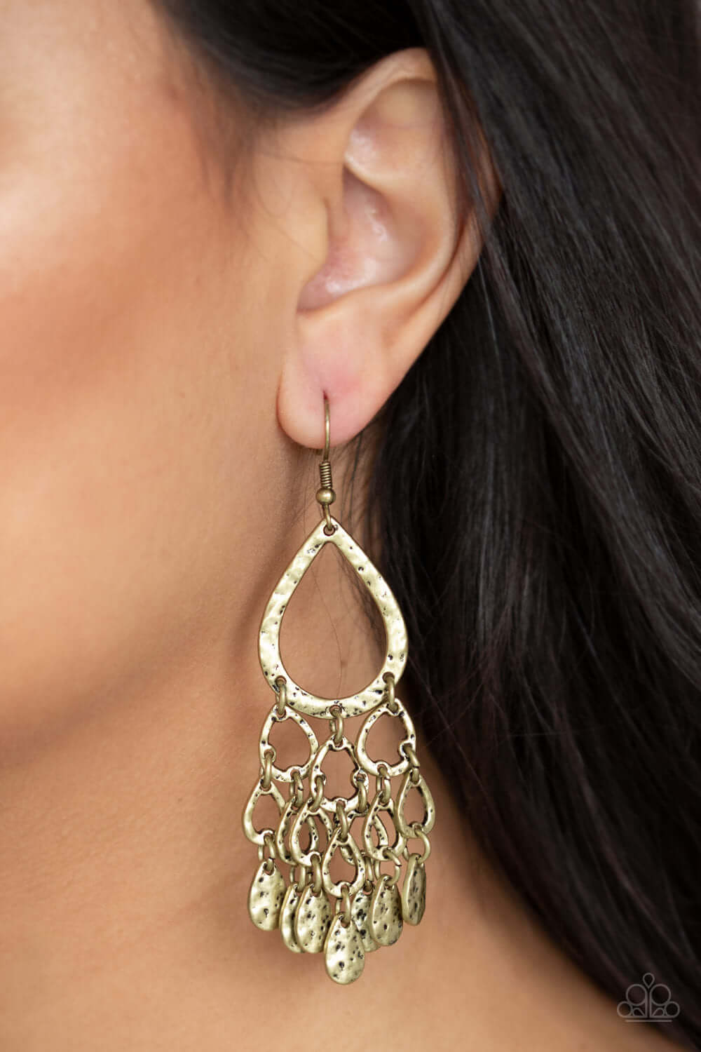 Paparazzi Accessories ✽ Teardrop Trinket - Brass Earrings✽Flat Rate Ship $4.50✽ - Image #2