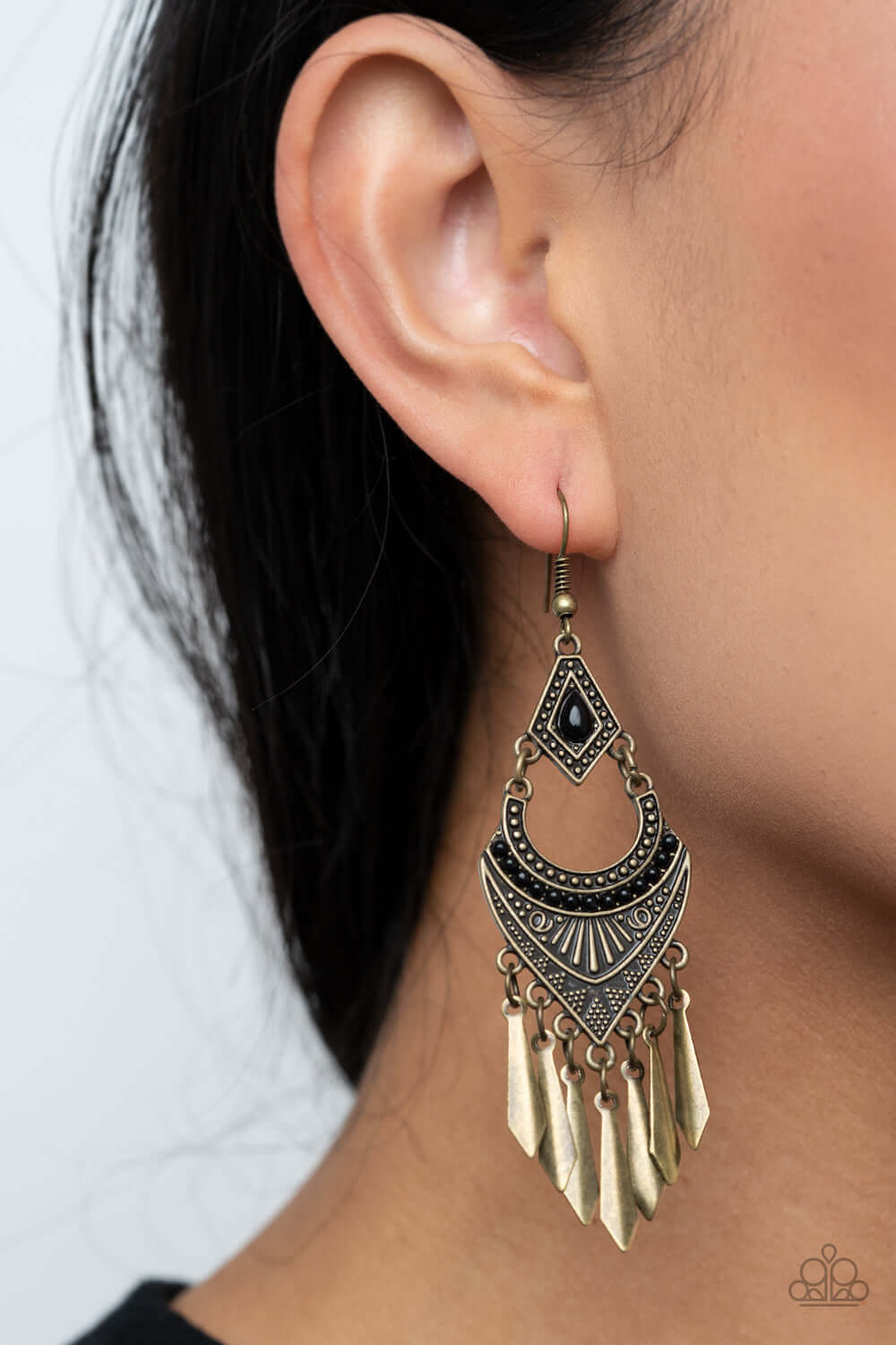 Paparazzi Accessories ✽ Trailblazer Beam - Brass Earrings✽Flat Rate Ship $4.50✽ - Image #2