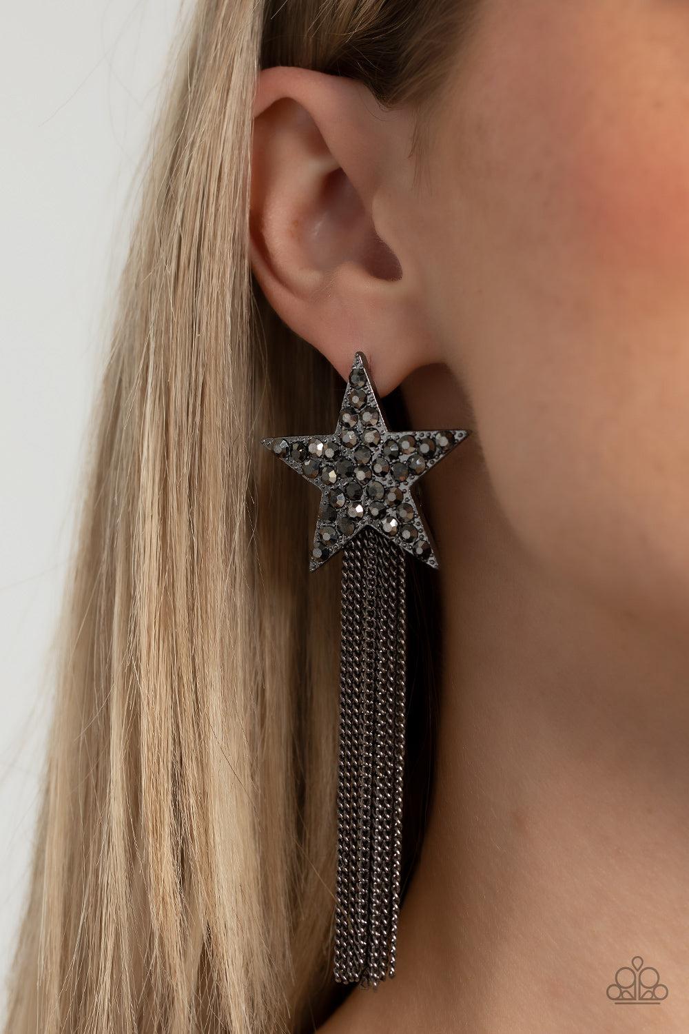 Paparazzi Accessories ❋Superstar Solo - Black Post Earrings❋ Flat Rate Ship $4.50❋ - Image #2