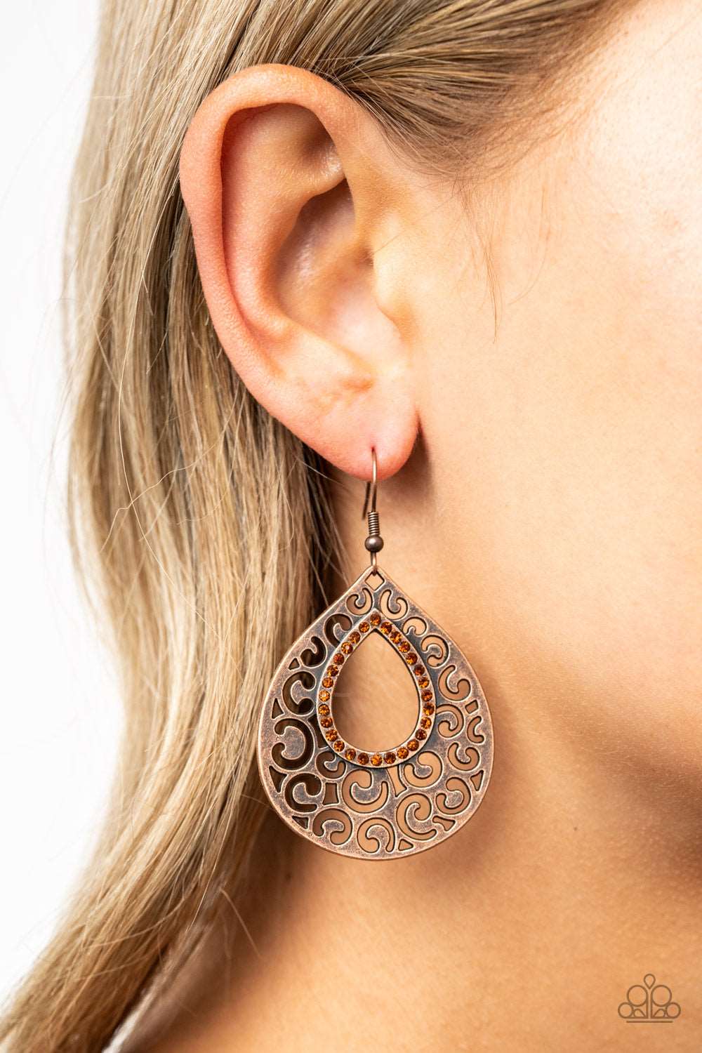 Paparazzi Accessories ✽ Airy Applique - Copper Earrings✽Flat Rate Ship $4.50✽