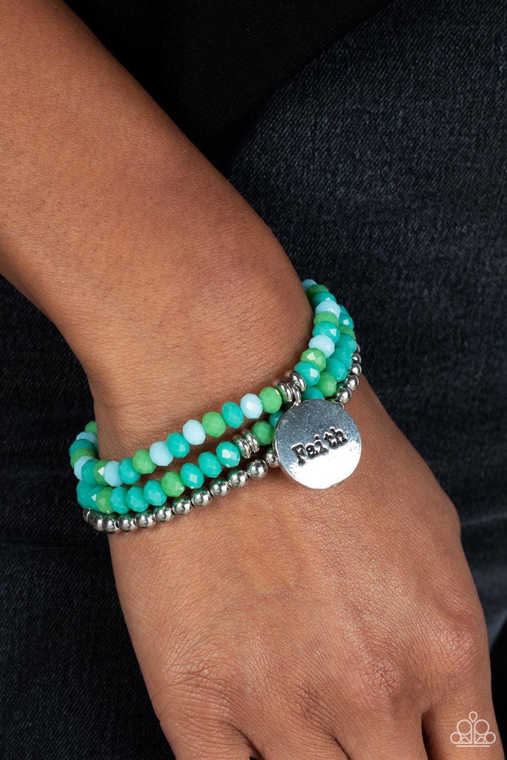 Paparazzi Accessories ❋Fashionable Faith - Green Bracelet❋ Flat Rate Ship $4.50❋ - Image #2