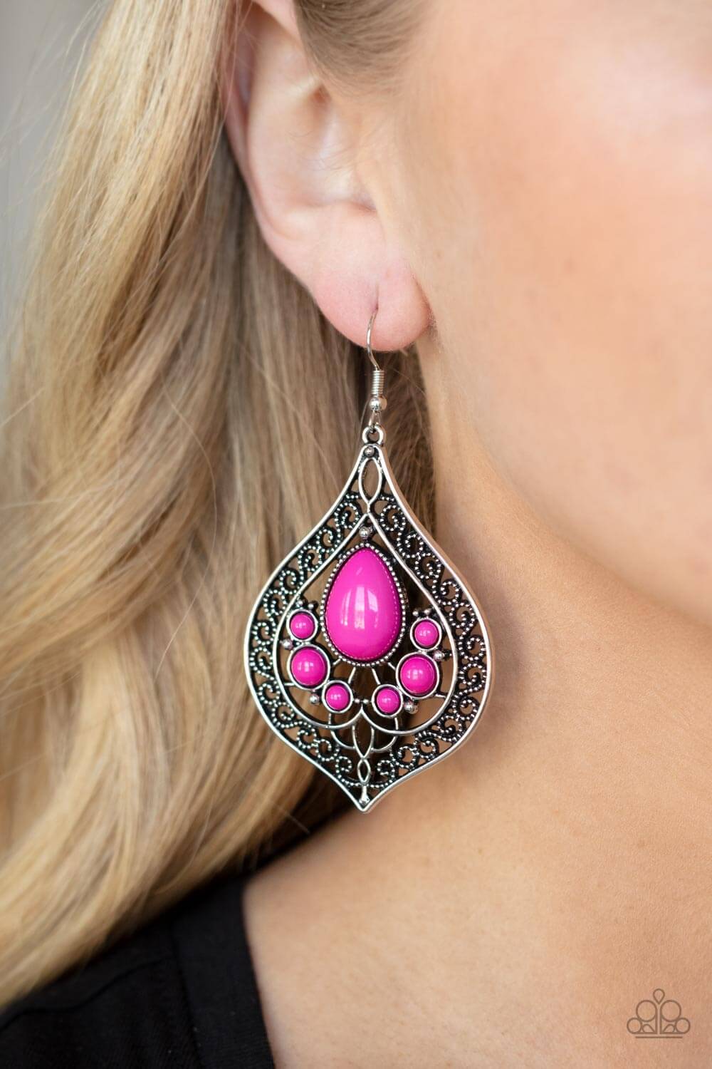 Paparazzi Accessories ❋New Delhi Nouveau - Pink Earrings❋ Flat Rate Ship $4.50❋ - Image #2