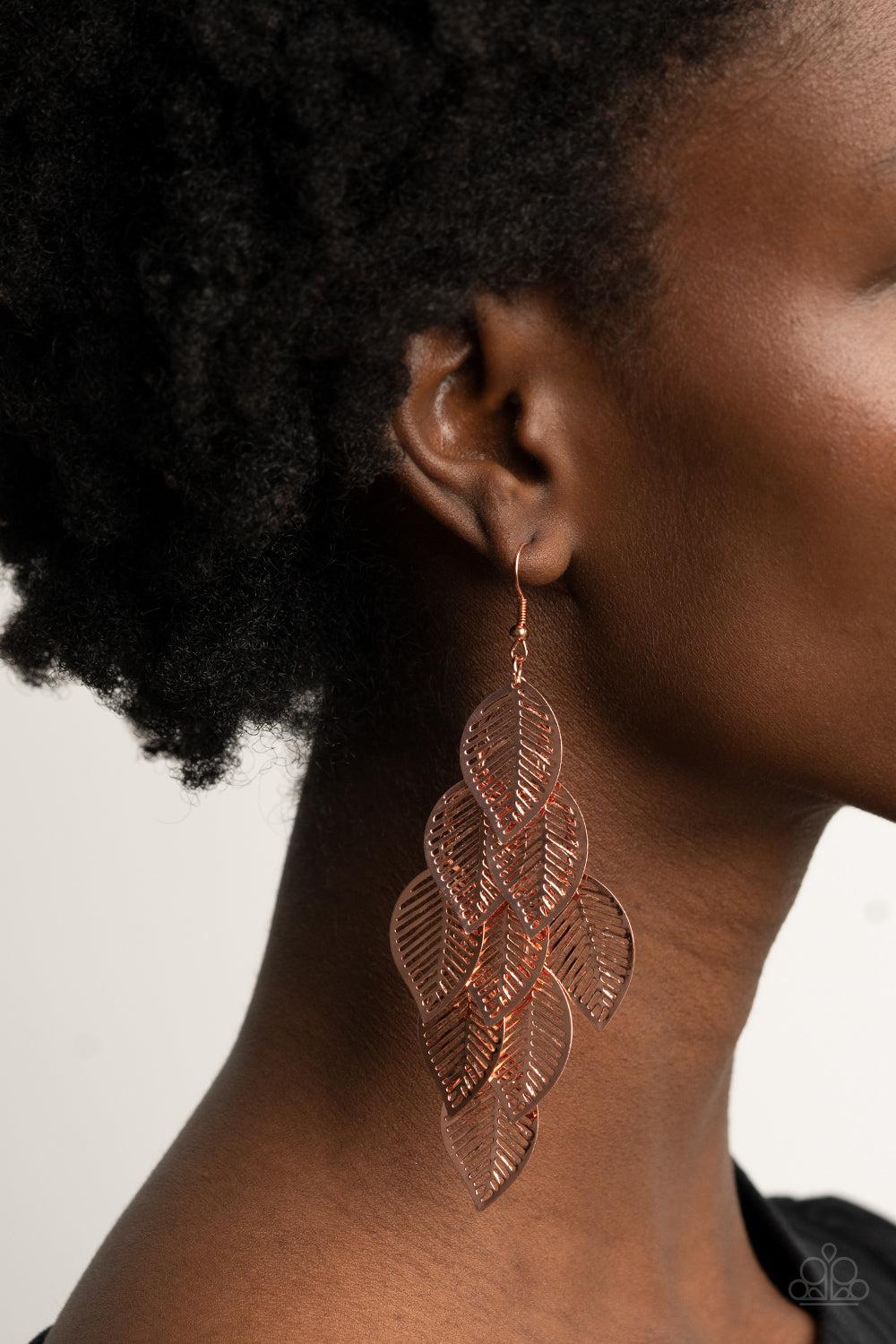 Paparazzi Accessories ✽ Limitlessly Leafy - Copper Earrings✽Flat Rate Ship $4.50✽ - Image #2