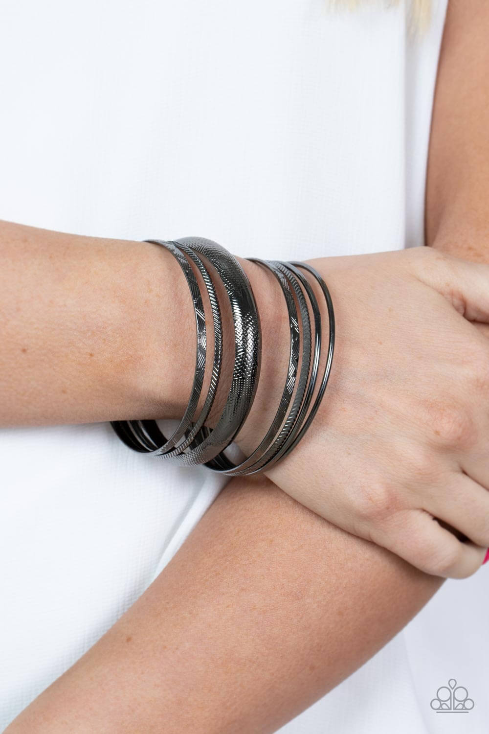 Paparazzi Accessories ❋Stackable Stunner - Black Bracelet❋ Flat Rate Ship $4.50❋ - Image #2