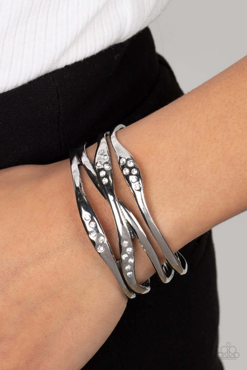 Paparazzi Accessories ❋Line It Up - White Bracelet❋ Flat Rate Ship $4.50❋ - Image #2