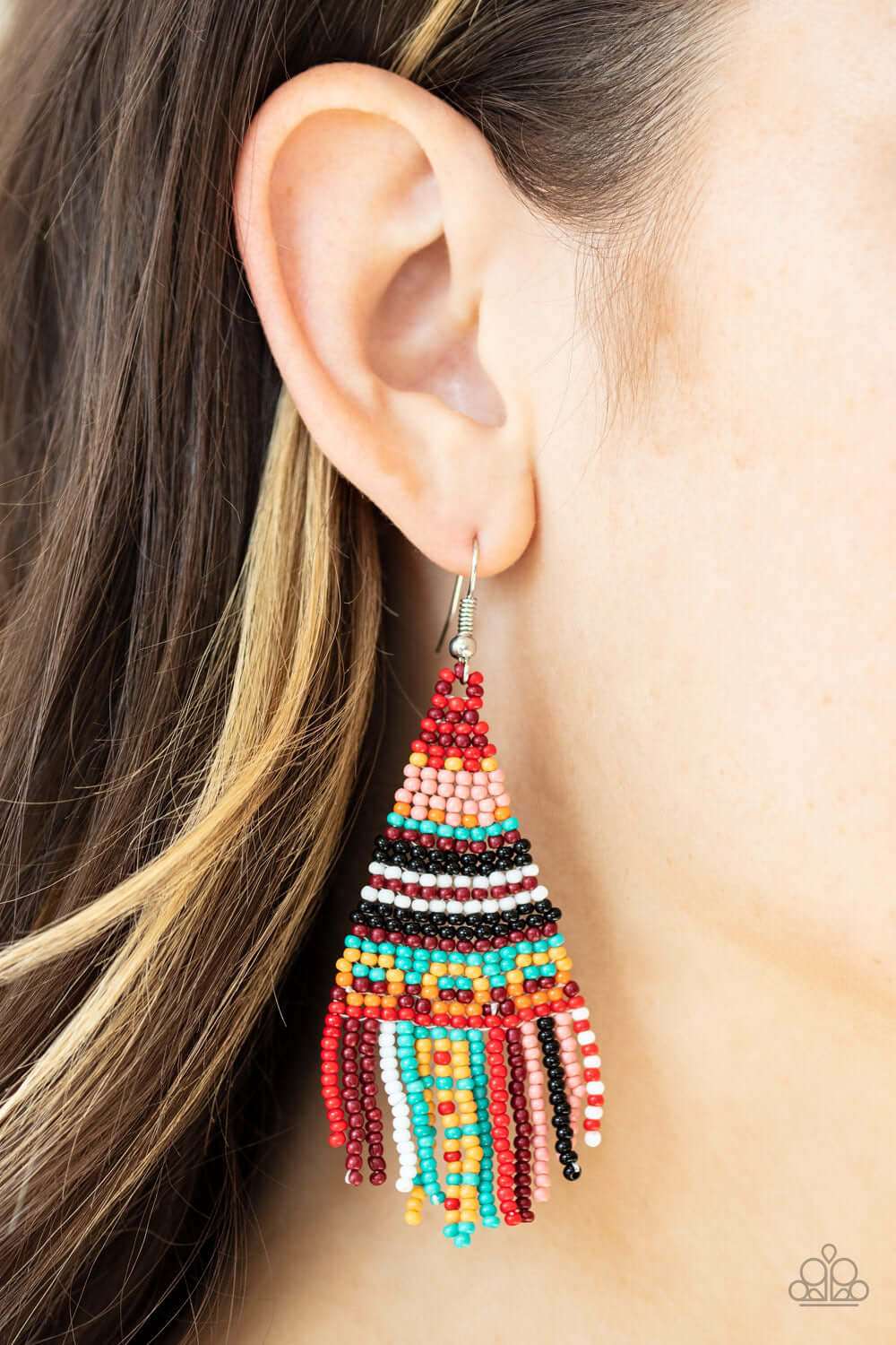 Paparazzi Accessories ✽ Beaded Bohemian- Red Earrings✽Flat Rate Ship $4.50✽ - Image #2