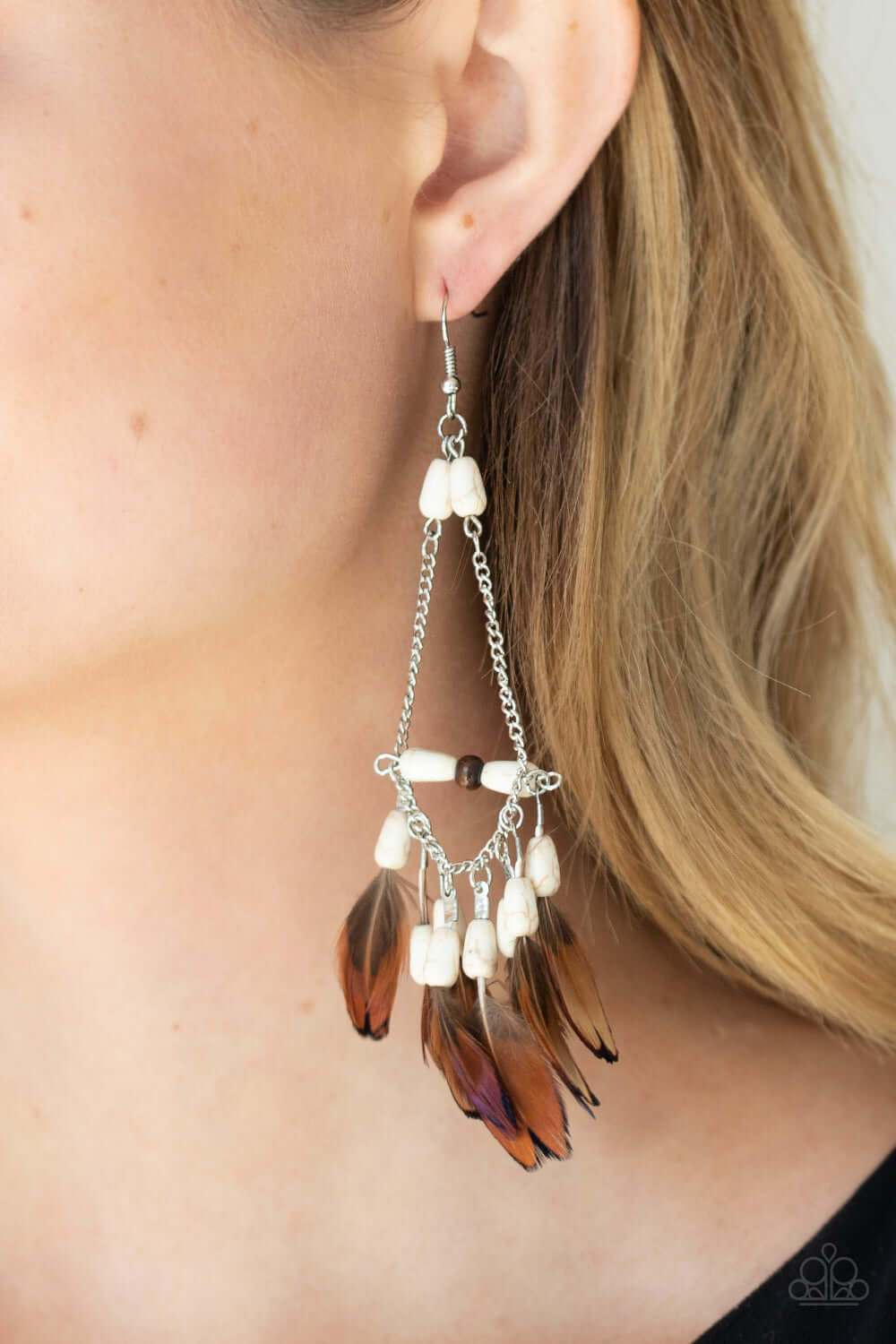 Paparazzi Accessories ✽ Haute Hawk - White Earrings✽Flat Rate Ship $4.50✽ - Image #2