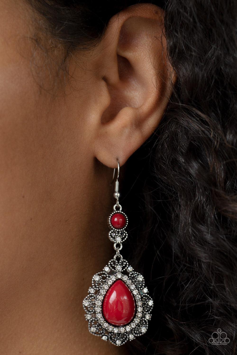 Paparazzi Accessories ❋Palace Bribe - Red Earrings❋ Flat Rate Ship $4.50❋ - Image #2