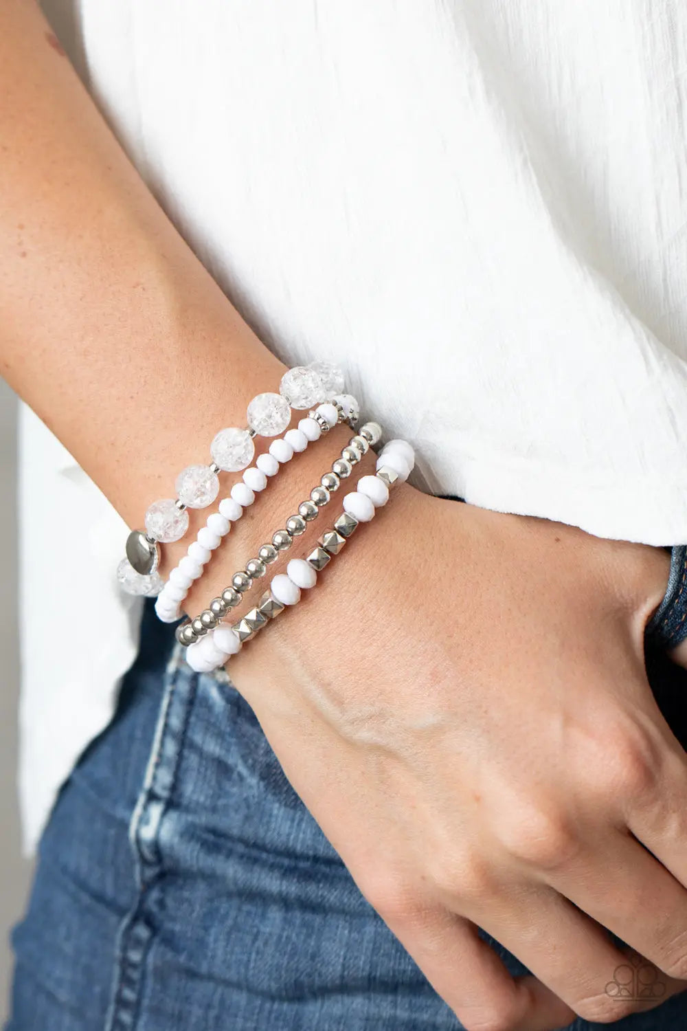Paparazzi Accessories ✽ Layered Luster - White Bracelet✽Flat Rate Ship $4.50✽ - Image #2