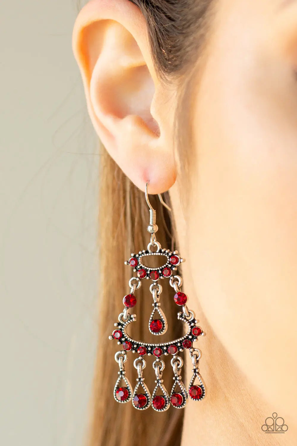 Paparazzi Accessories ✽ Chandelier Shimmer - Red Earrings✽Flat Rate Ship $4.50✽ - Image #2
