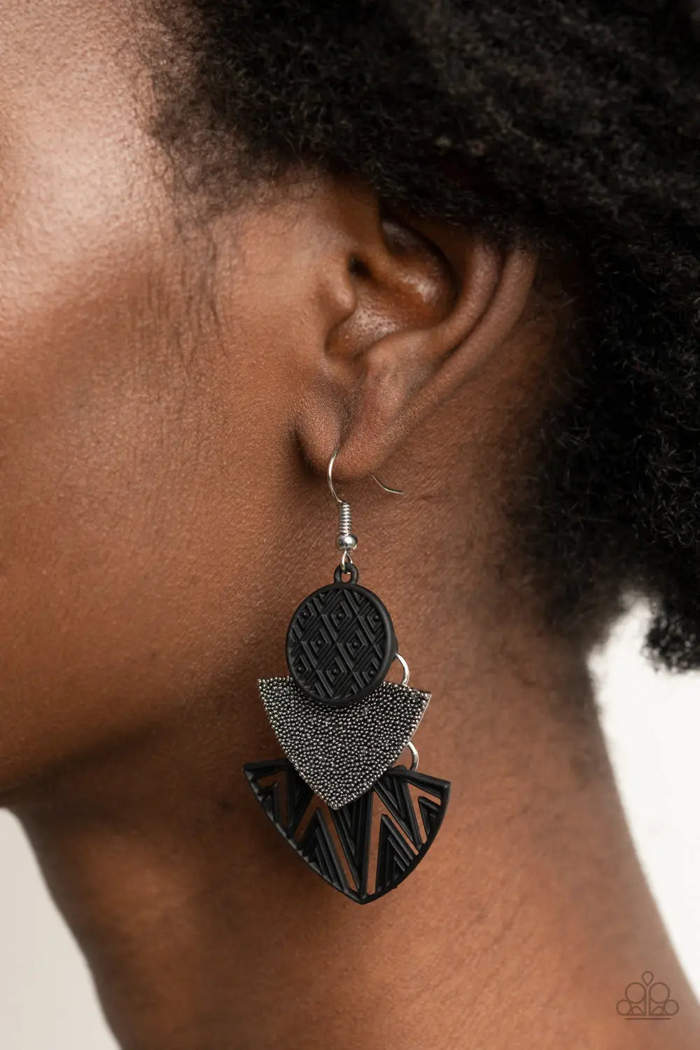 Paparazzi Accessories ✽Jurassic Juxtaposition - Black Earrings✽Flat Rate Ship $4.50✽ - Image #2