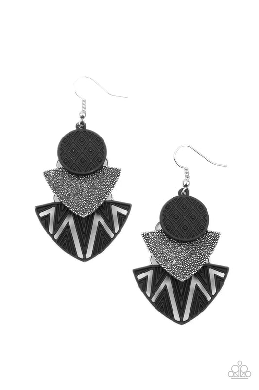 brought✽to✽you✽by✽blingflingbykat✽jurassic-juxtaposition-black-earrings-paparazzi-accessories