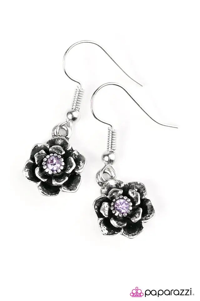 Paparazzi Accessories ✽Where The Flowers Bloom - Purple Earrings✽Flat Rate Ship $4.50✽ - Image #2