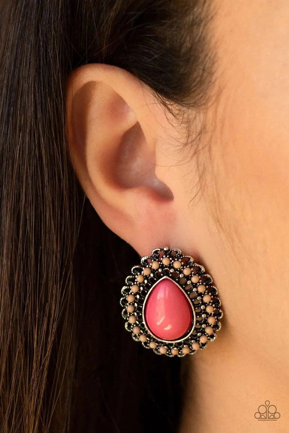 Paparazzi Accessories ✽ Beaded Blast - Pink Post Earrings✽Flat Rate Ship $4.50✽