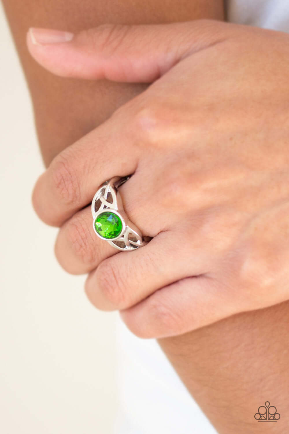 Paparazzi Accessories ✽ Shimmer Splash - Green Ring✽Flat Rate Ship $4.50✽ - Image #2