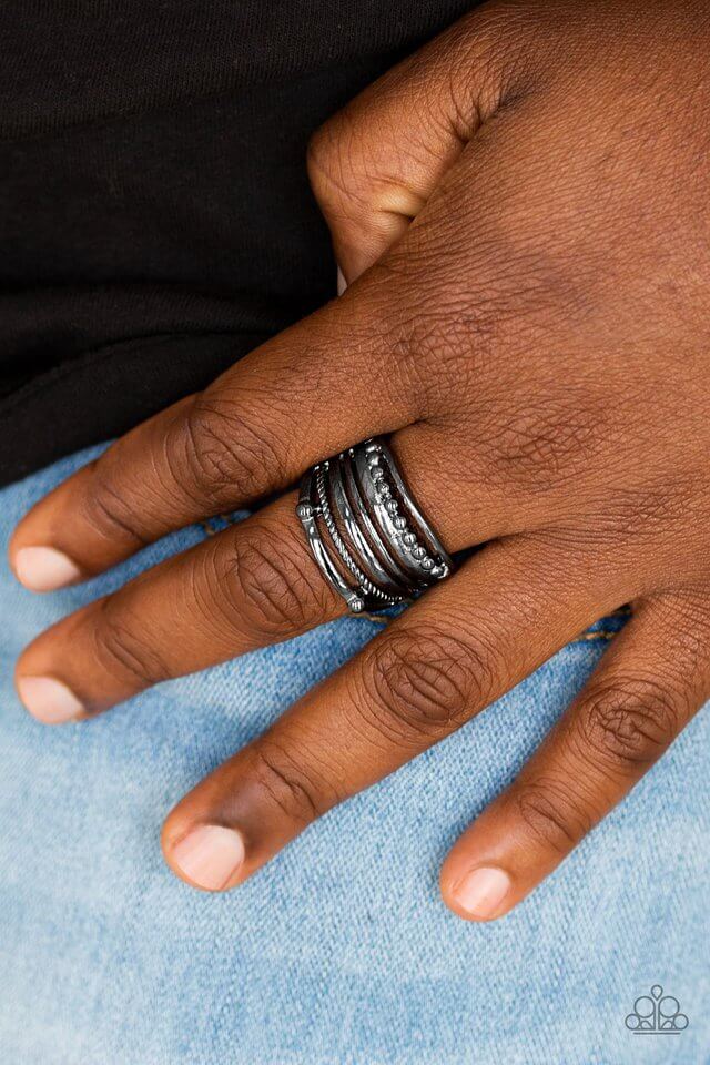 Paparazzi Accessories ❋The STEEL Of Night - Black Ring❋ Flat Rate Ship $4.50❋ - Image #2