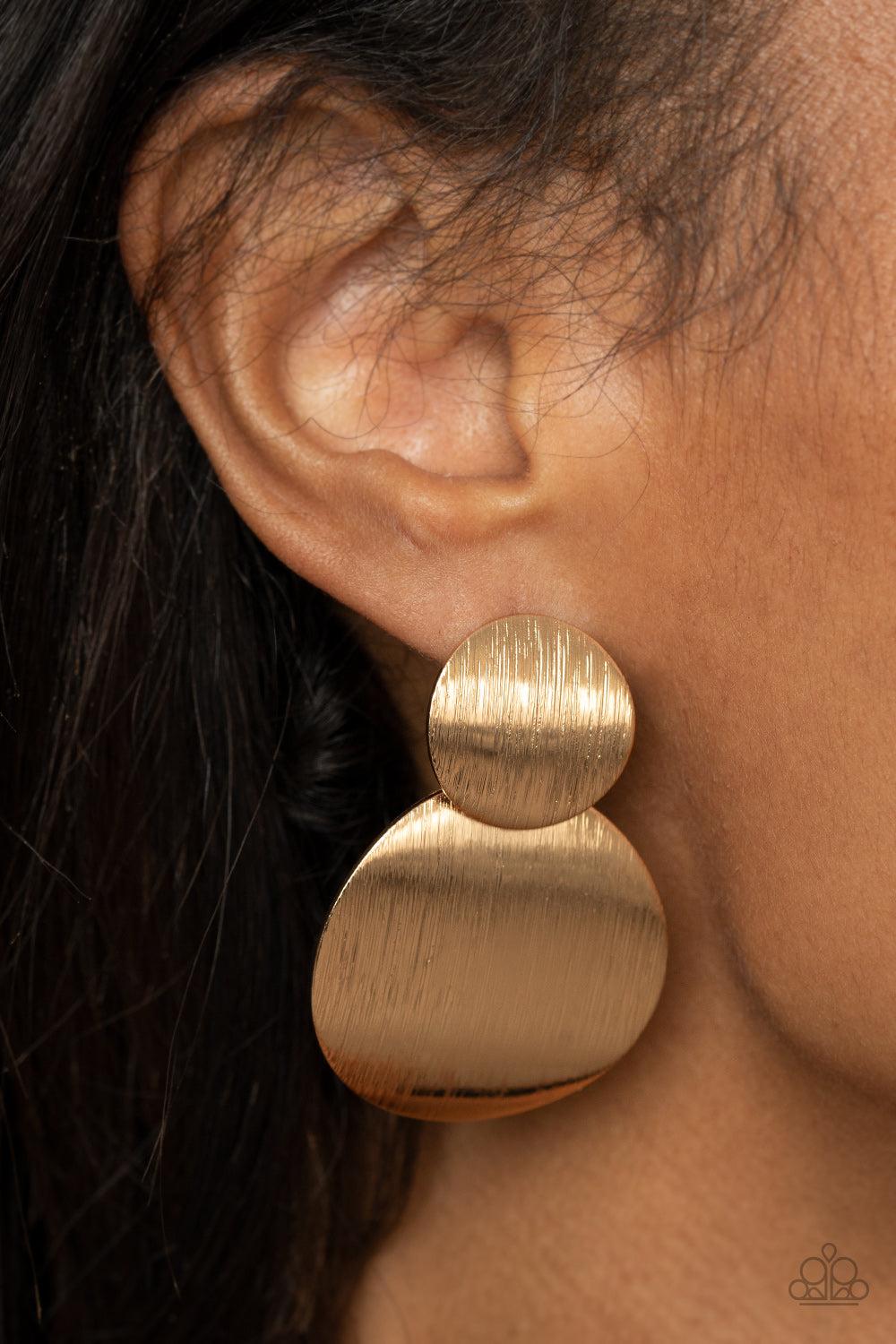 Paparazzi Accessories ❋Here Today GONG Tomorrow - Gold Post Earrings❋ Flat Rate Ship $4.50❋ - Image #2