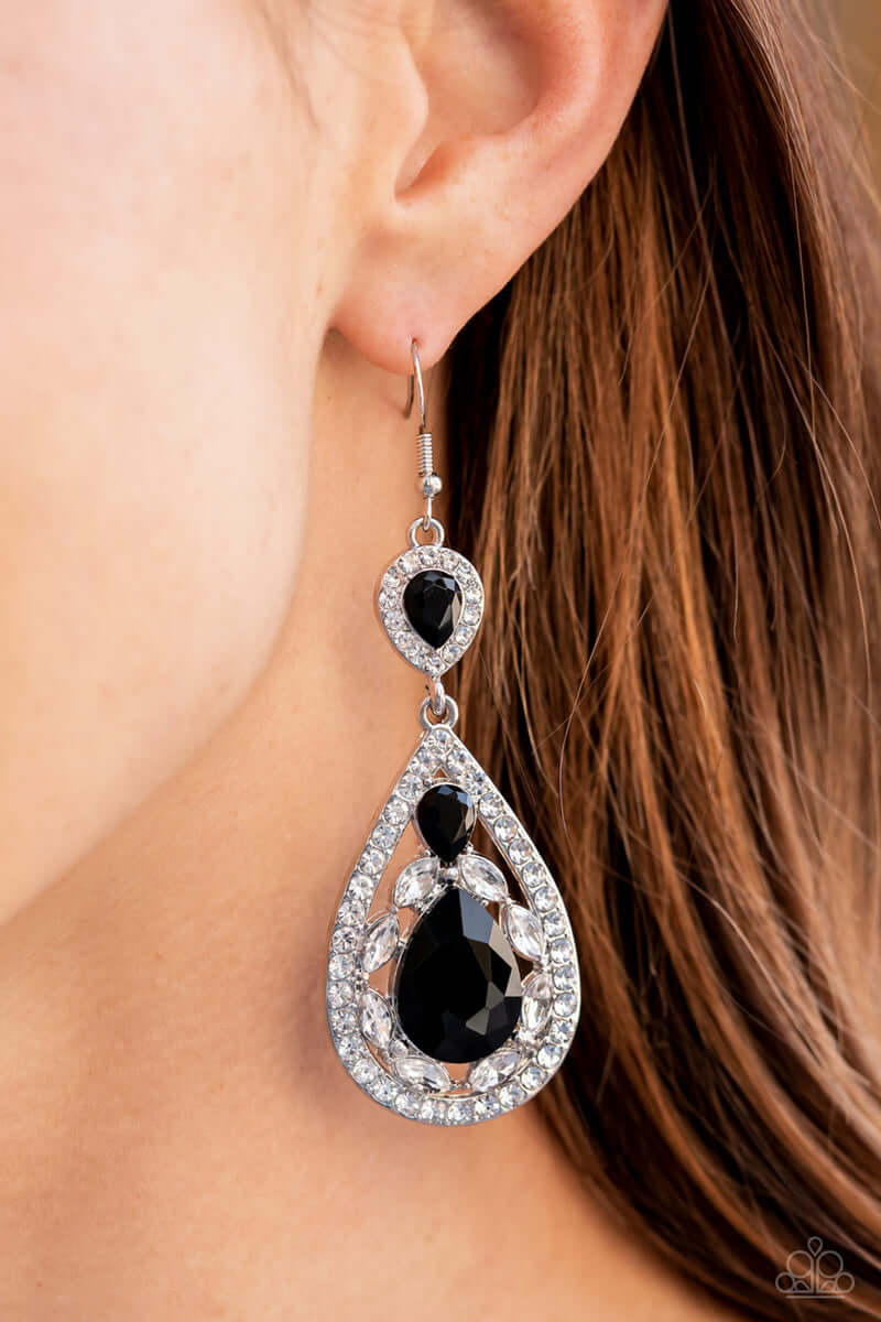 Paparazzi Accessories ❋Posh Pageantry - Black Earrings❋ Flat Rate Ship $4.50❋ - Image #2