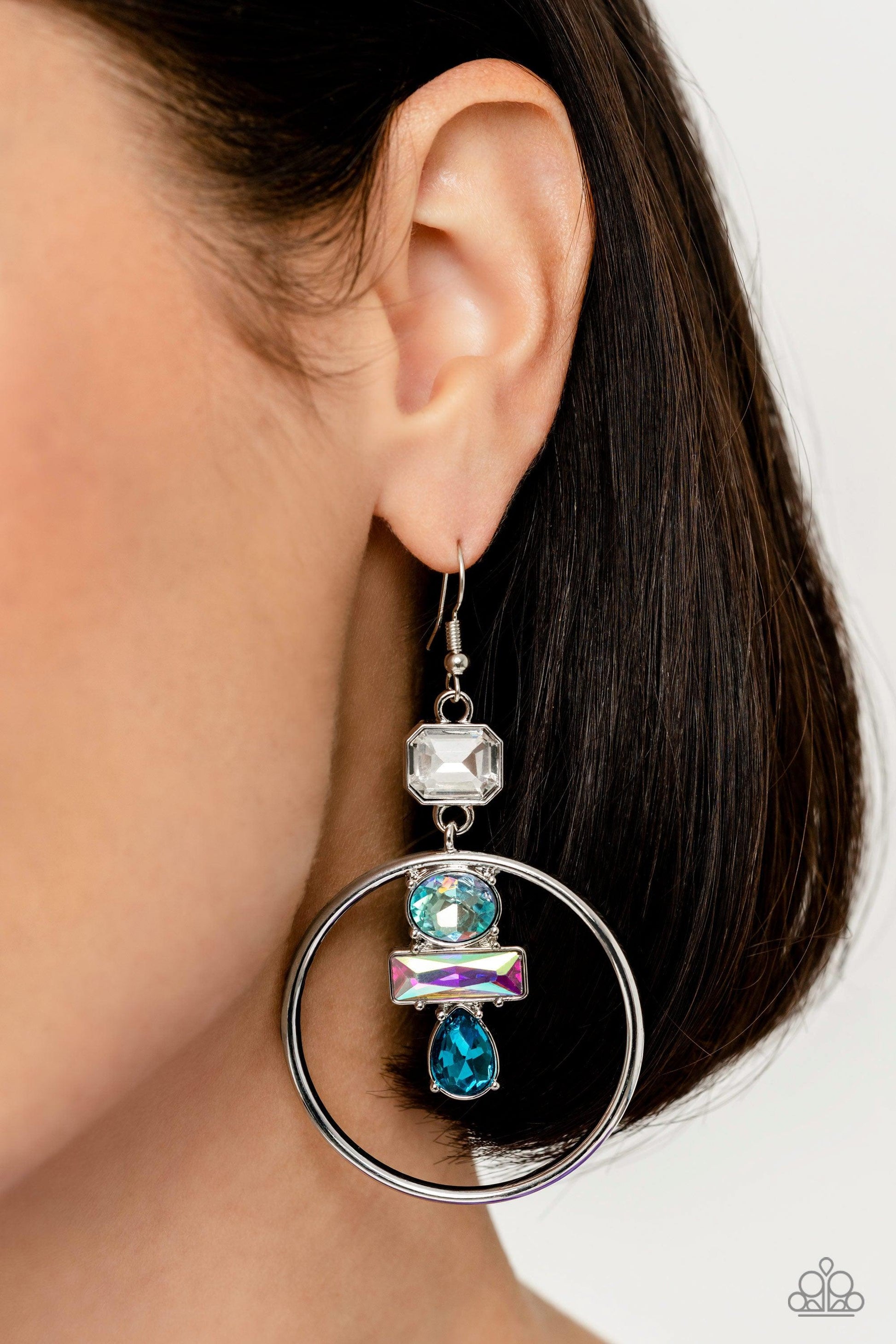 Paparazzi Accessories ❋Geometric Glam - Blue Earrings❋ Flat Rate Ship $4.50❋ - Image #2