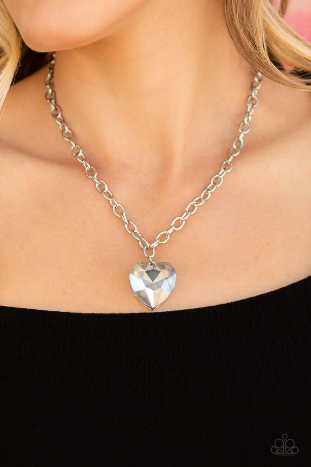 Paparazzi Accessories ✽ Flirtatiously Flashy - Silver Heart Necklace ✽Flat Rate Ship $4.50✽