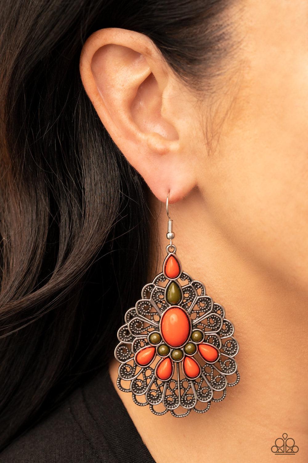 Paparazzi Accessories ❋Peacock Prance - Orange Earrings❋ Flat Rate Ship $4.50❋ - Image #2