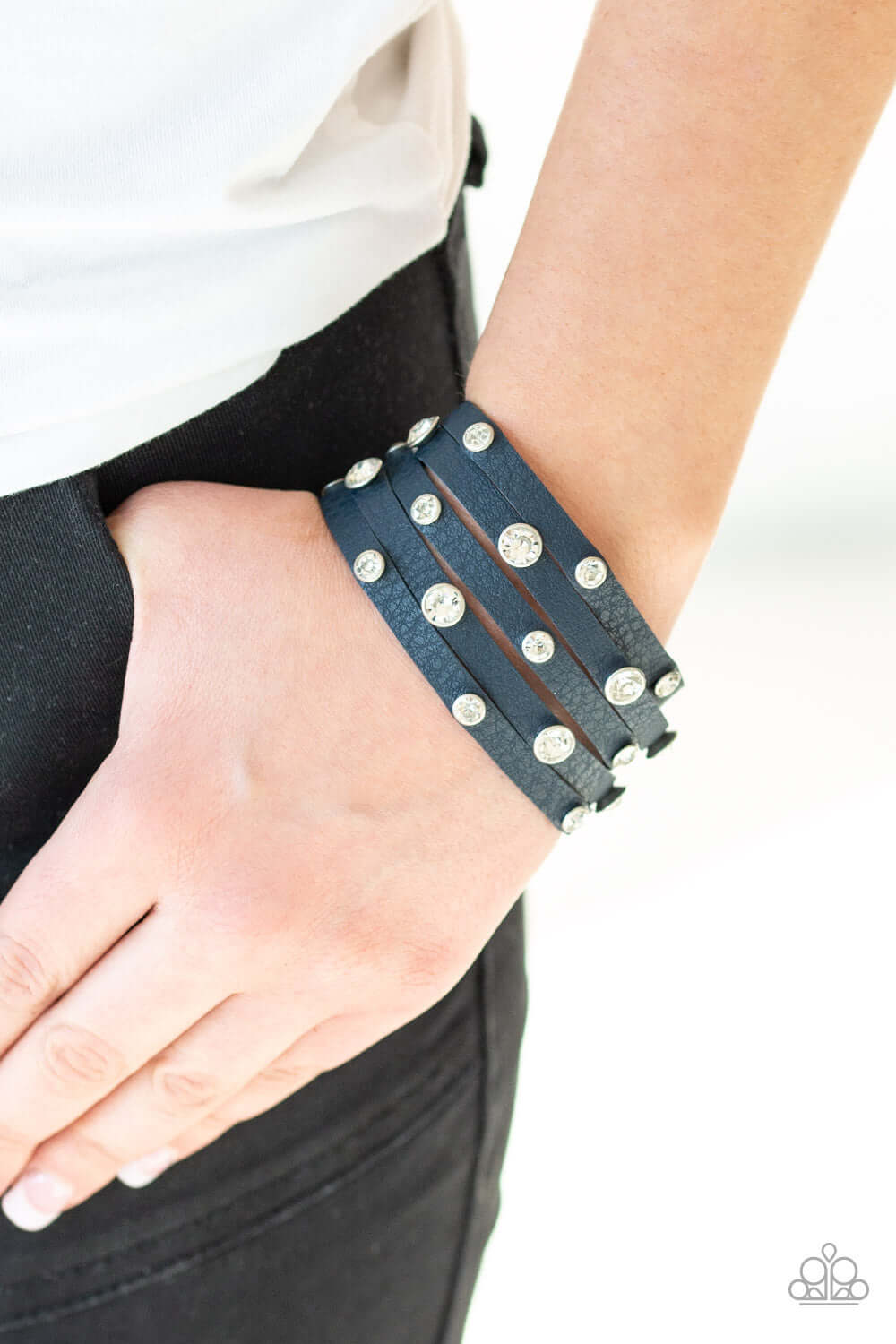Paparazzi Accessories ✽ Rhinestone Reputation - Blue Bracelet✽Flat Rate Ship $4.50✽ - Image #2