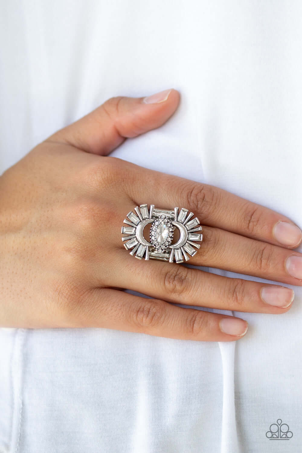 Paparazzi Accessories ✽ Deco Diva - White Ring✽Flat Rate Ship $4.50✽ - Image #2