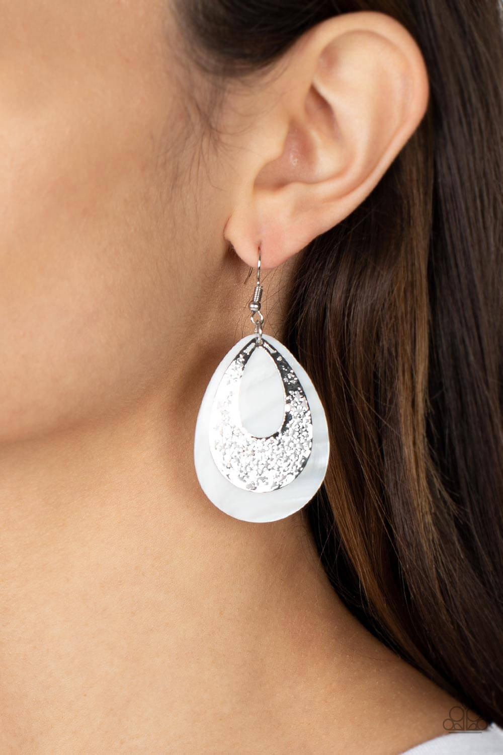 Paparazzi Accessories ❋Bountiful Beaches - White Earrings❋ Flat Rate Ship $4.50❋ - Image #2