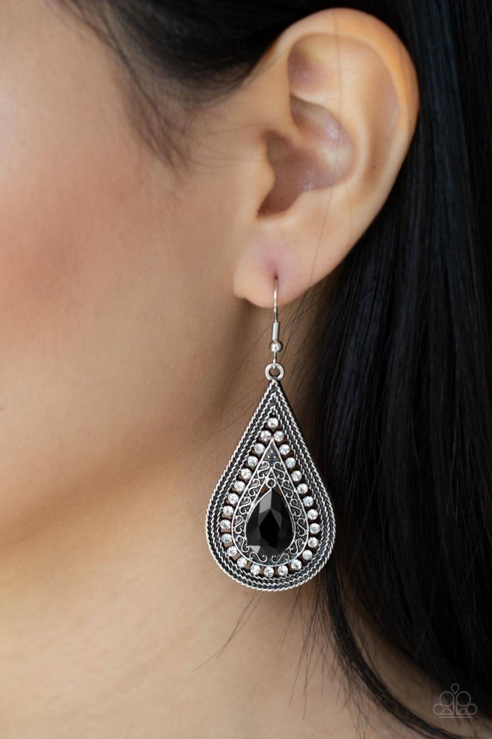 Paparazzi Accessories ❋Metro Masquerade - Black Earrings❋ Flat Rate Ship $4.50❋ - Image #2