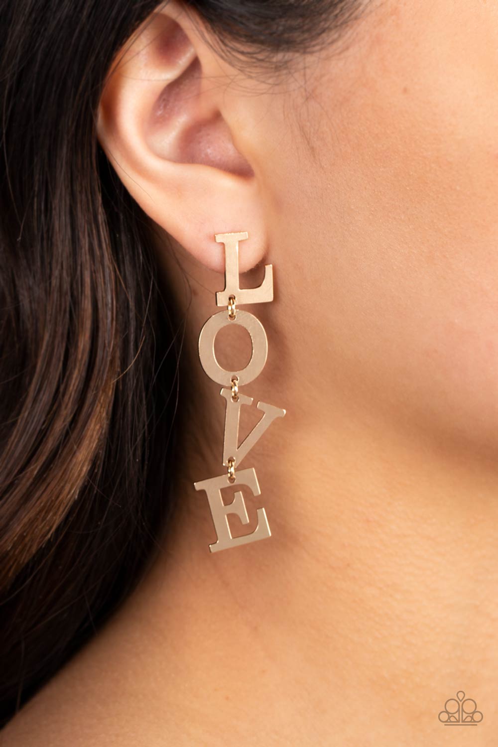 Paparazzi Accessories ❋L-O-V-E - Gold Post Earrings❋ Flat Rate Ship $4.50❋ - Image #2