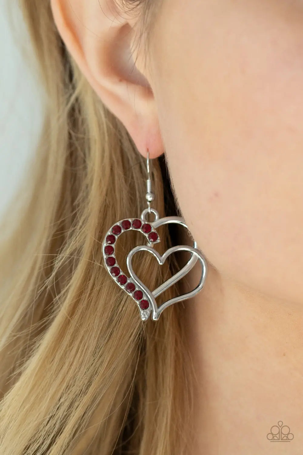 Paparazzi Accessories ✽ Double The Heartache - Red Earrings✽Flat Rate Ship $4.50✽ - Image #2