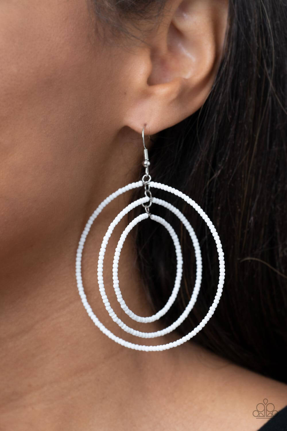 Paparazzi Accessories ❋Colorfully Circulating - White Earrings❋ Flat Rate Ship $4.50❋ - Image #2