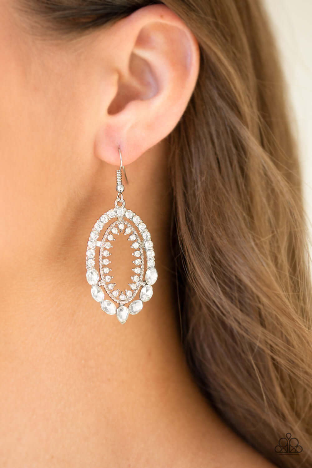 Paparazzi Accessories ✽ Trophy Shimmer - White Earrings✽Flat Rate Ship $4.50✽ - Image #2