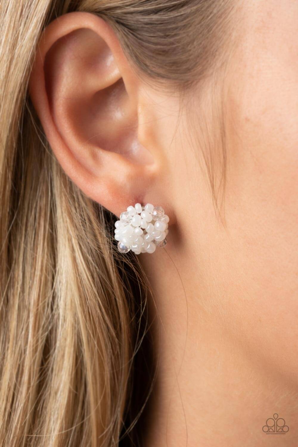 Paparazzi Accessories ❋Bunches of Bubbly - White Post Earrings❋ Flat Rate Ship $4.50❋ - Image #2